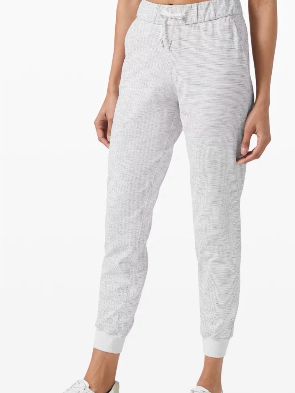 lululemon athletica Women's on the fly Light Gray Striped Joggers Luxtreme